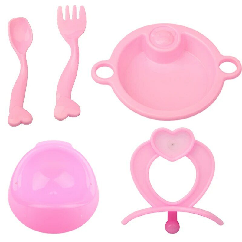 Doll Tableware Milk Bottle+Spoon+Nipple+Dinner Plate Simulated Four Sets For 18 Inch American Doll&43cm Baby Doll Accessories