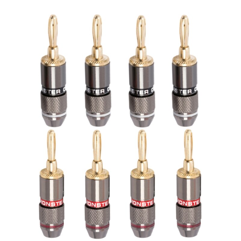 8Pcs 4mm Banana Plug 24K Gold Plated Pure Monster Copper Speaker Adapter Screw  Plugs Audio Connectors