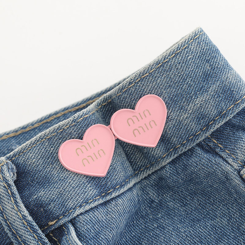 Jupe et pantalon avec bouton réglable à la taille, poignées en métal en forme de cœur, bouton amovible, serrage à la taille, Cheongsam vintage, accessoires vestisens