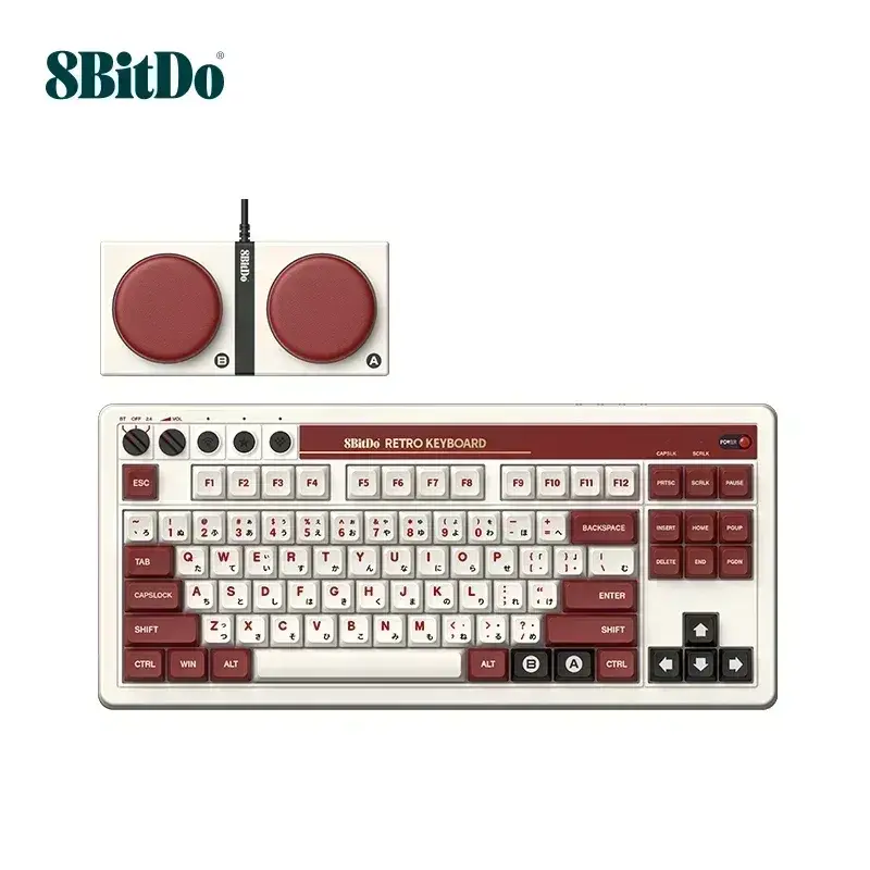 8bitdo 레트로 기계식 키보드, 3 가지 모드, USB, 2.4g, 블루투스 무선 키보드, Abs 키캡, 87 키, 핫 스왑 게임용 키보드 선물