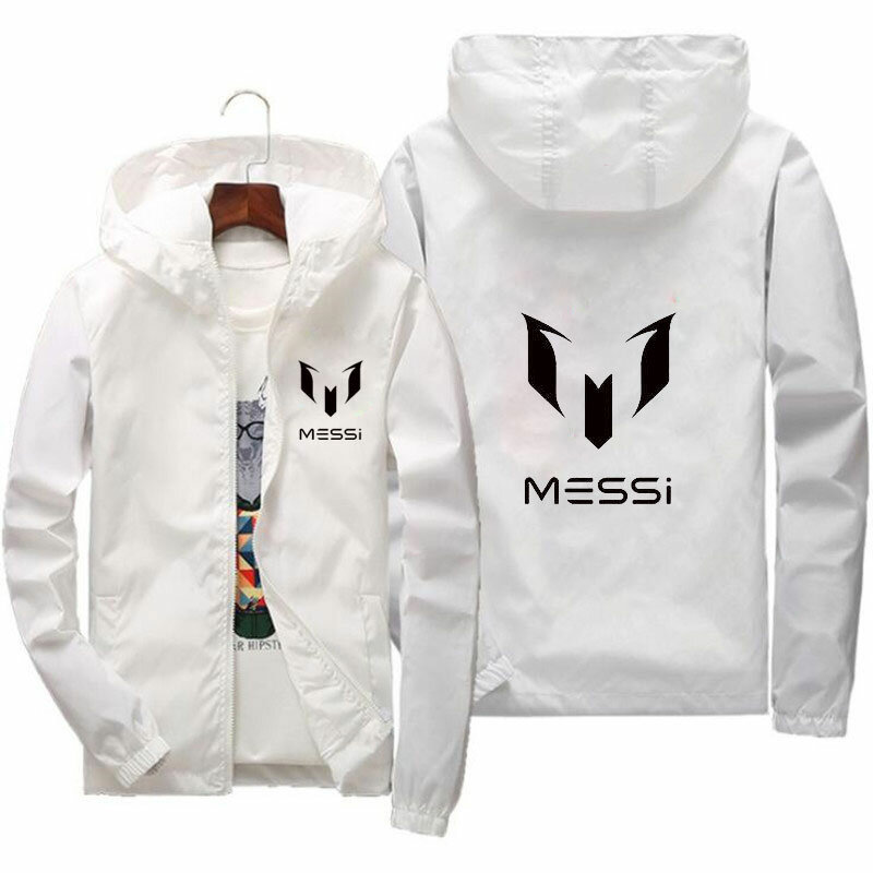 2023 Spring bomb men's Hooded Jacket Messi print slide sportswear slim fit patchwork windbreak jacket fitness jacket men's wear