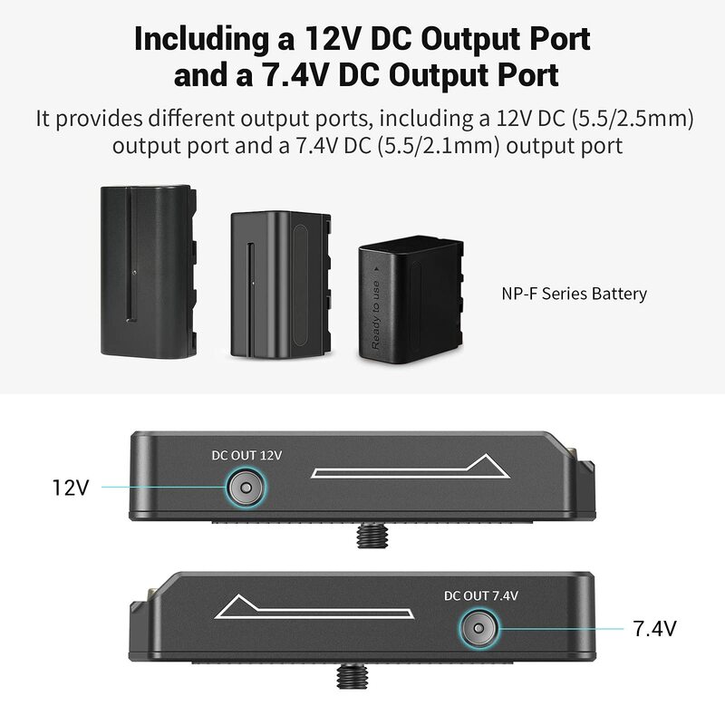 SmallRig-placa adaptadora de batería de pinza para cámaras DSLR, adaptador de batería de NP-F para Sony tipo NP-F, 12V/7,4 V, puerto de salida LED, indicador de batería baja