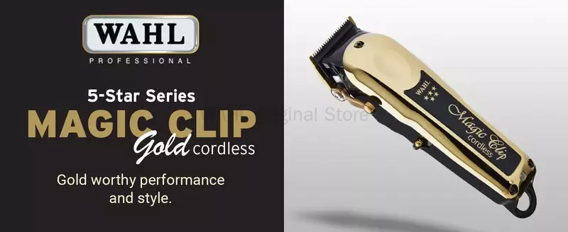 Wahi-プロのコードレスヘアクリッパー、充電ベース、マジッククリップ、ゴールド限定版、5つ星、8148オリジナル