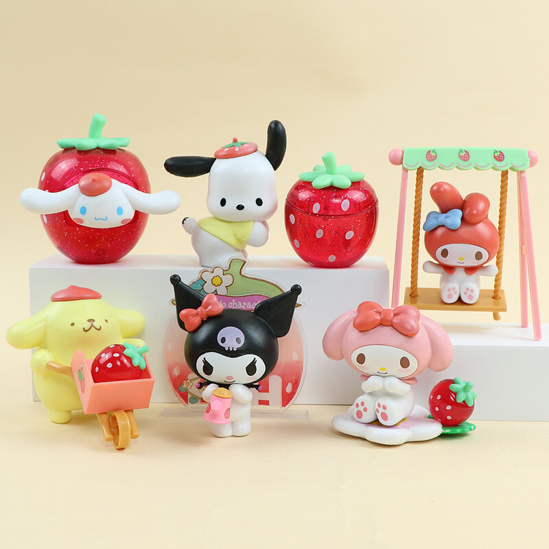 Niedliches Cartoon-Modell meine Melodie Sanrio Erdbeer Estate Serie Blind Box Kuromi Cinna moroll Kawaii Puppe Desktop-Dekoration Geschenk
