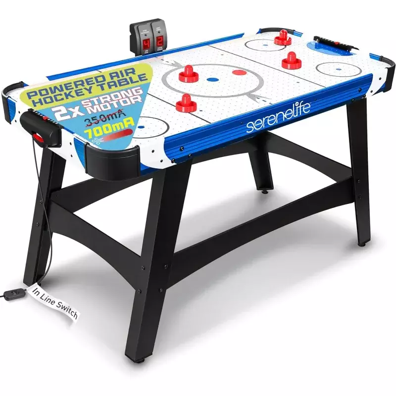 Serenelife-Table de jeu de hockey à air avec moteur puissant, planche numérique LED renforcée, distributeur de rondelles, accessoires complets, 58 po