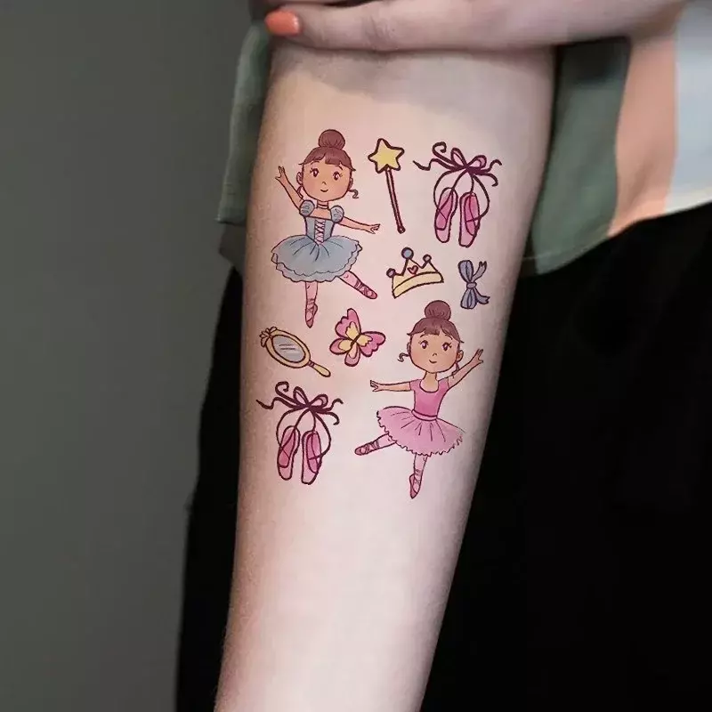 10 pçs cor ballet menina tatuagem conjunto rosto tatuagem temporária criança tatuagem etiqueta do corpo tatoo para crianças bonito tatuagem crianças tatuagens