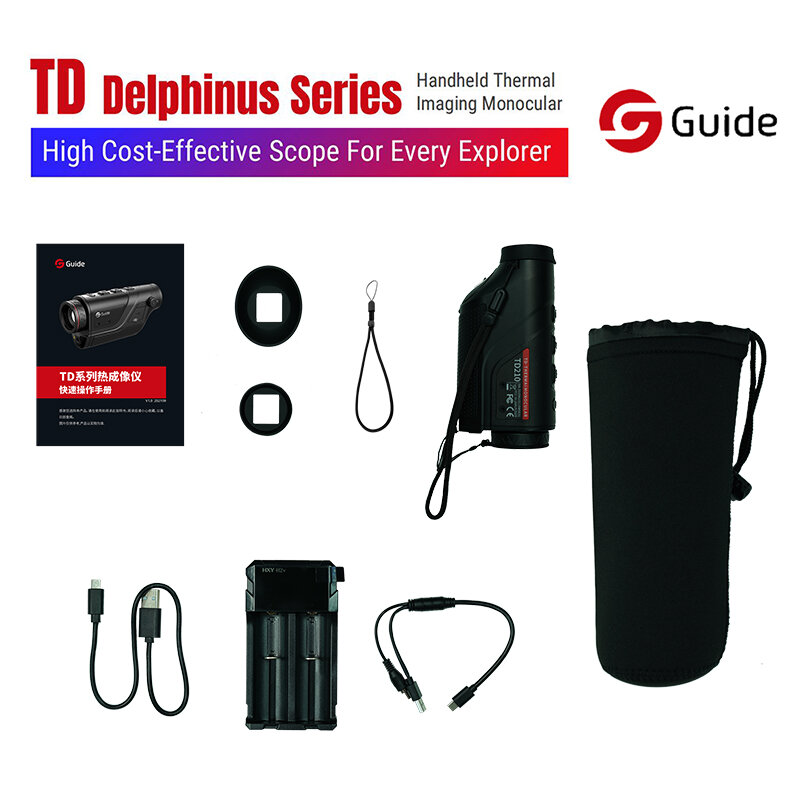 TD210 Guide กล้องส่องภาพความร้อนแบบตาเดียวสำหรับล่ากล้องส่องการมองเห็นได้ในเวลากลางคืนกล้องโทรทรรศน์อินฟราเรดแบบมืออาชีพ TD410 TD420 TD430