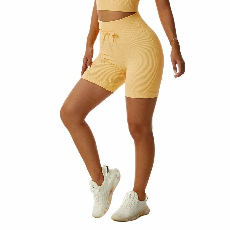 Женские трикотажные шорты для йоги, облегающие велосипедные шорты, дышащие спортивные брюки с высокой талией, леггинсы для спортзала