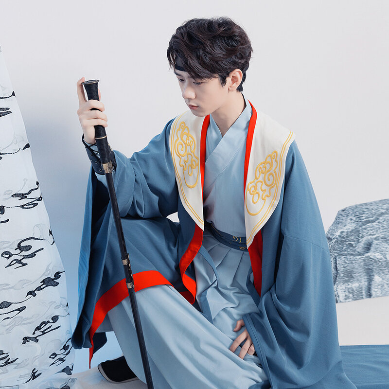 伝統的な中国のヘッドマンダンスコスチューム漢服フォークドレスアンティーク漢服男性中国風コスプレコスチューム