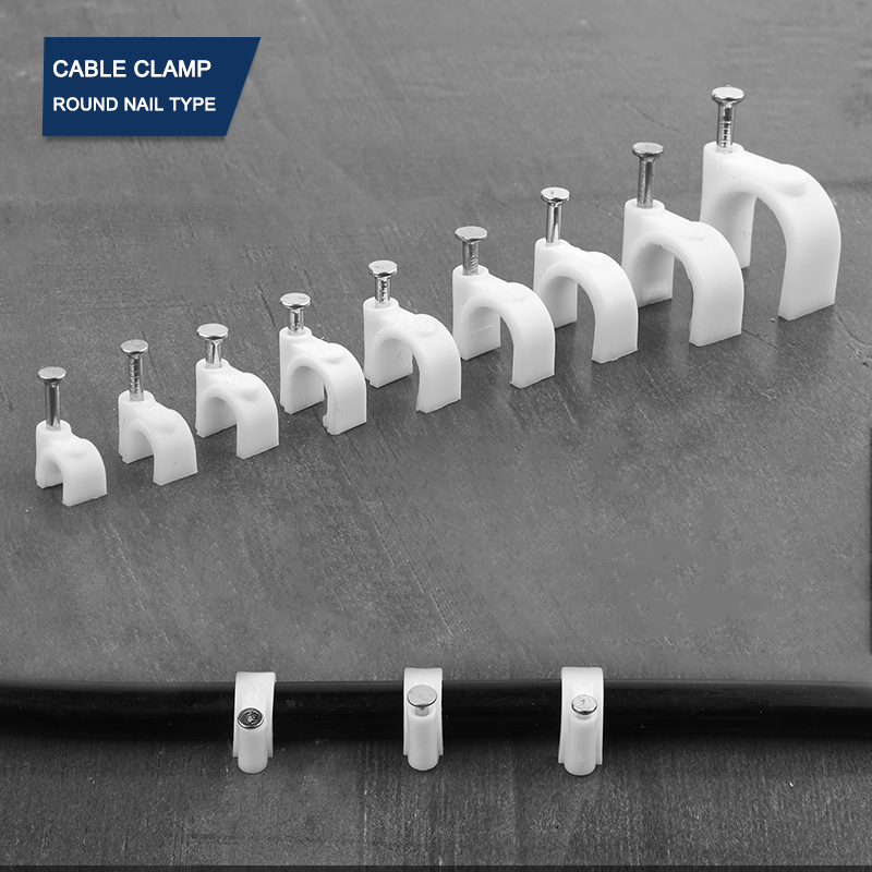 100 Stück Kreis Nagel clip Draht Management Clamp weiß Befestigung runde Stahl nagel Wandbehang Kabel clips 4/5/6/7/8/9/10/12mm
