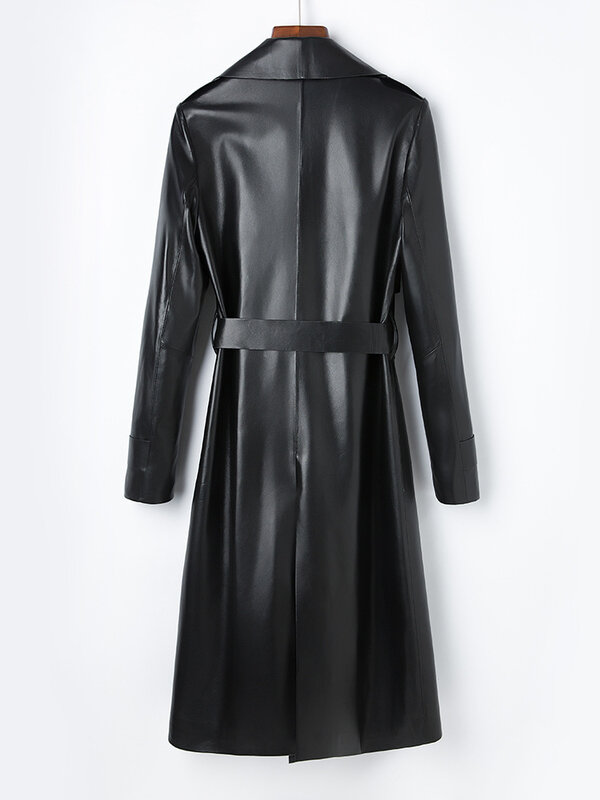 Jaqueta justa de couro genuíno feminina, casacos de pele de carneiro, jaquetas coreanas femininas, nova primavera, 2023