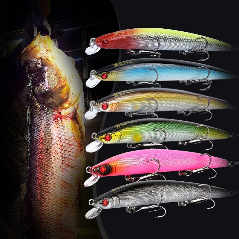 RUNCL Fishing Lures 12cm 12.5g Long distance cast Sinking Minnow Lure Hard Baits Action Wobblers Winter Fishing Tackle 