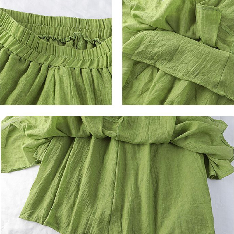 Rok tidak beraturan untuk wanita pinggang tinggi elastis kasual hijau rok panjang menengah elegan ramping A-line Vintage Musim Panas 2024