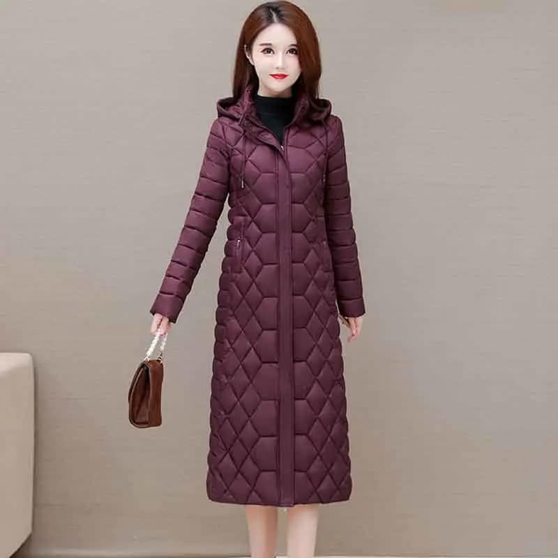 Down  Women's Mid-length Hooded Winter Clothing 2023 New Thickening Warm Fashion Temperament Slim Women's Pocket 5XL
