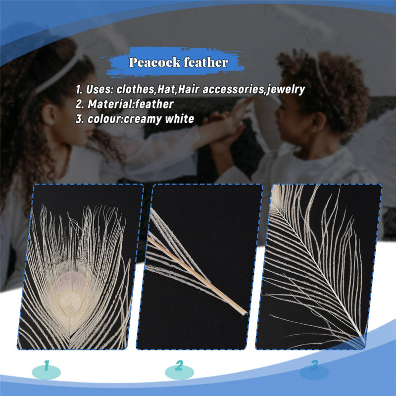 50 шт./натуральные белые перья в глазах, от 10 до 12 дюймов