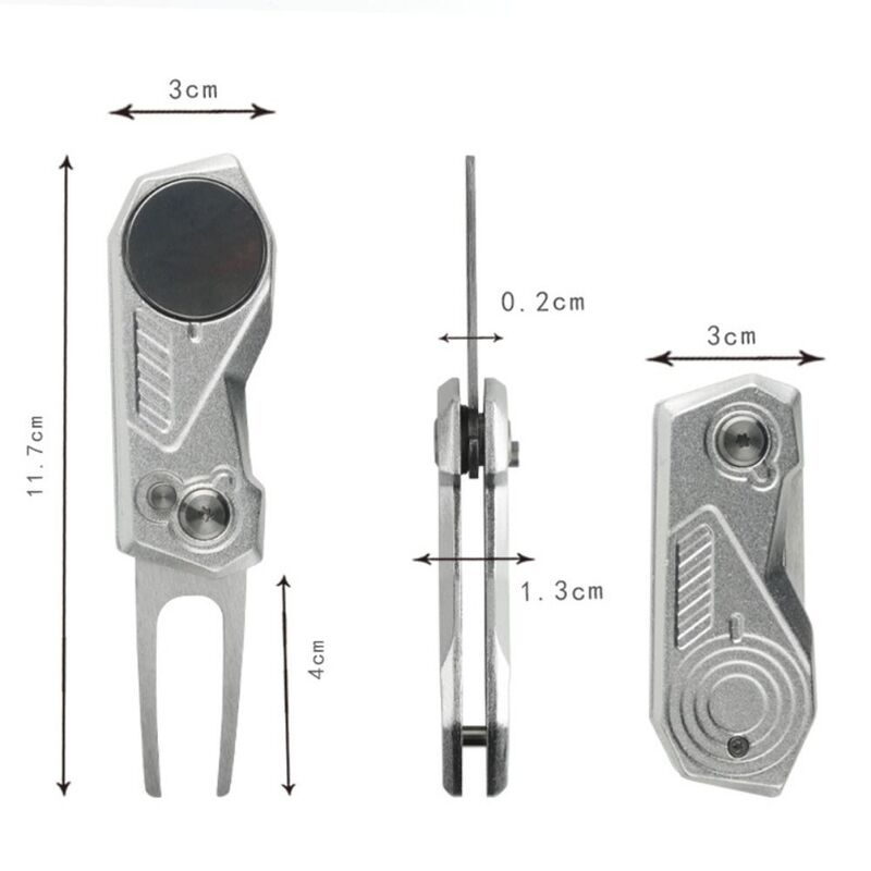 Herramienta de reparación de Divot de Golf con botón emergente, Mini herramientas de Divot de Golf, tenedor verde plegable, marcador de campo, marca duradera