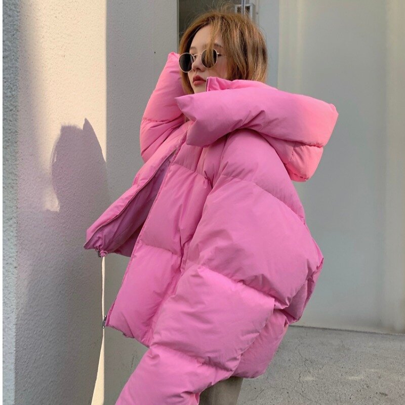 2022 inverno nuovo stile coreano soffice con cappuccio pane piumino donna giacca corta allentata spessa