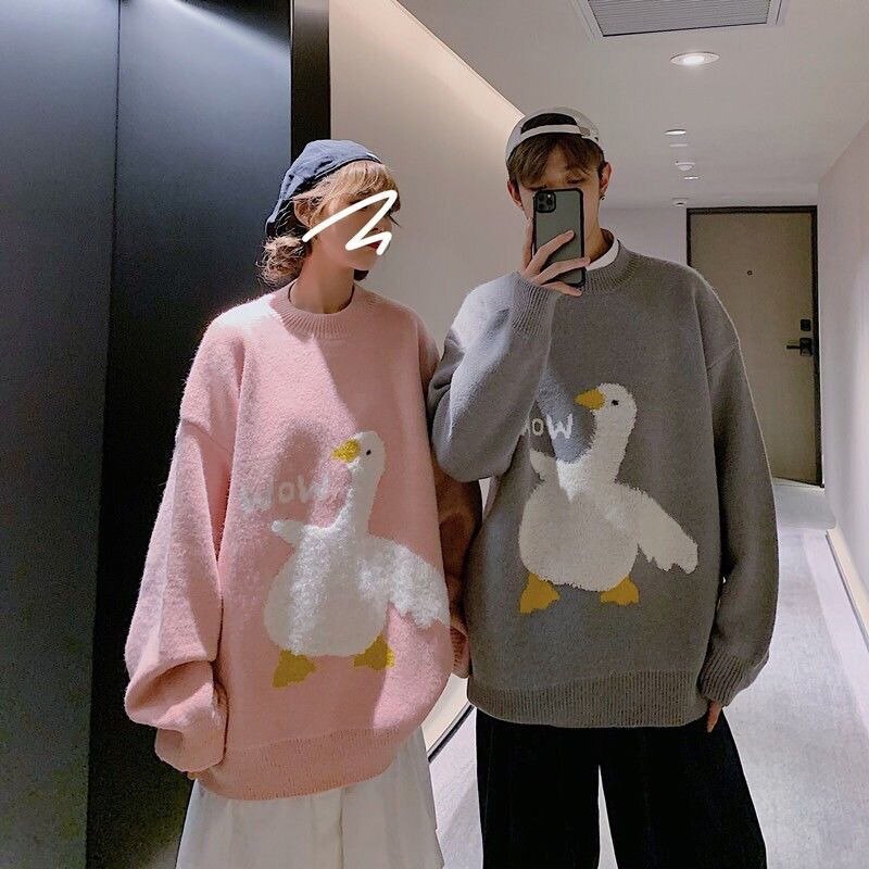 Autumn and winter sweaters loose Korean style 2023 new ins super popular couple wear lazy style winter outer wear cute tops