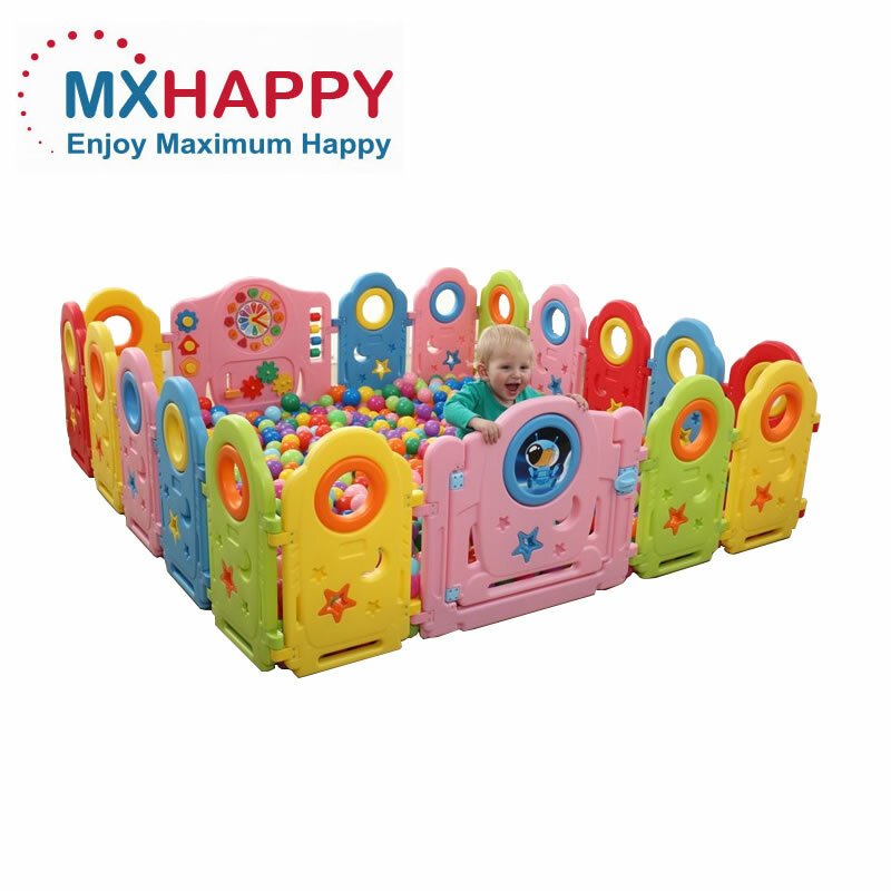 MH202 pena bermain bayi 12 + 2 pagar bayi keselamatan lapangan bermain pena bermain plastik Playpen Anak halaman bermain dalam ruangan