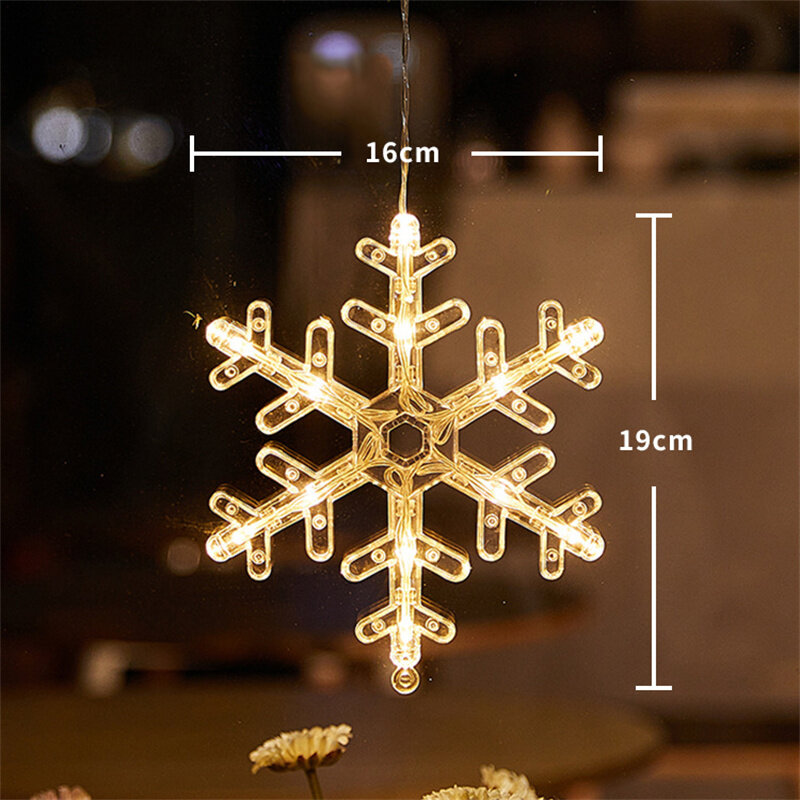 LED Suction Cup Light para decoração de Natal, floco de neve, pendurar, janela, casa, ano novo, 2023