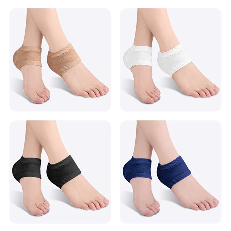 Silicone Protector Sleeve Heel Pads Heel Cups Plantar Fasciitis Support Feet Care Skin Repair Cushion Half-yard Socks Gel Heel