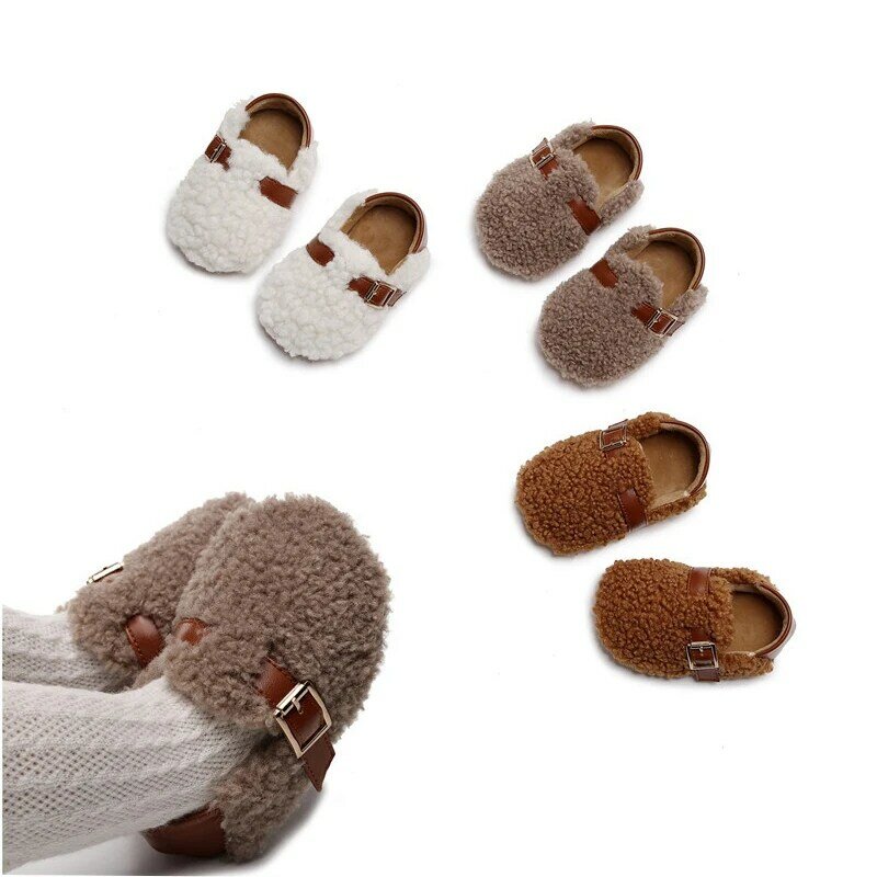 Zapatos de algodón de felpa para bebé, calzado suave para primeros pasos de 0 a 2 años, grueso, cálido, para invierno y otoño