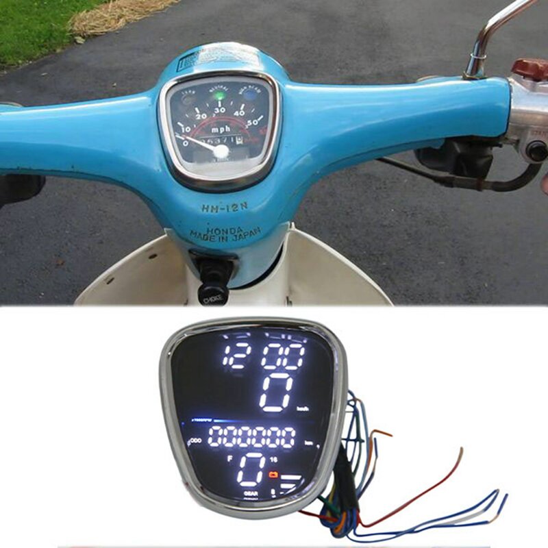 Medidor Digital LED para motocicleta C70 C90, odómetro Rpm, velocímetro, ensamblaje