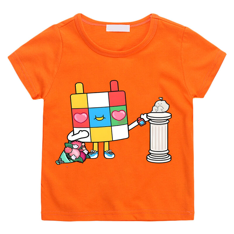 Toca-camiseta de manga curta para menino e menina, roupas de manga curta, estampa dos desenhos animados, fofo e engraçado, para o bebê