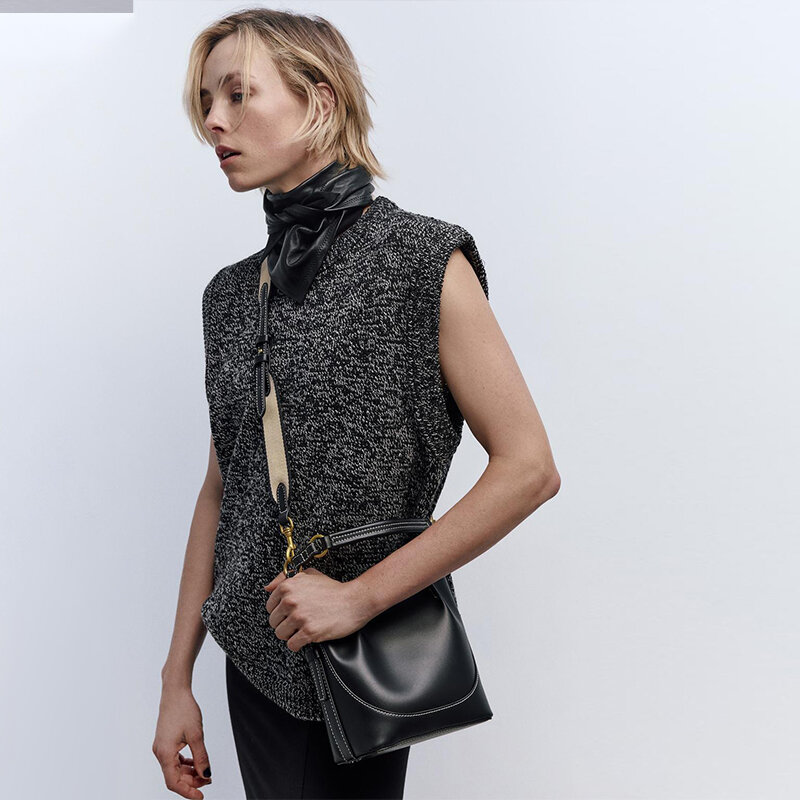 Cesta de couro vegetal bolsa de ombro feminina, bolsa transversal de alta qualidade, design de marca, novo estilo, moda, 224
