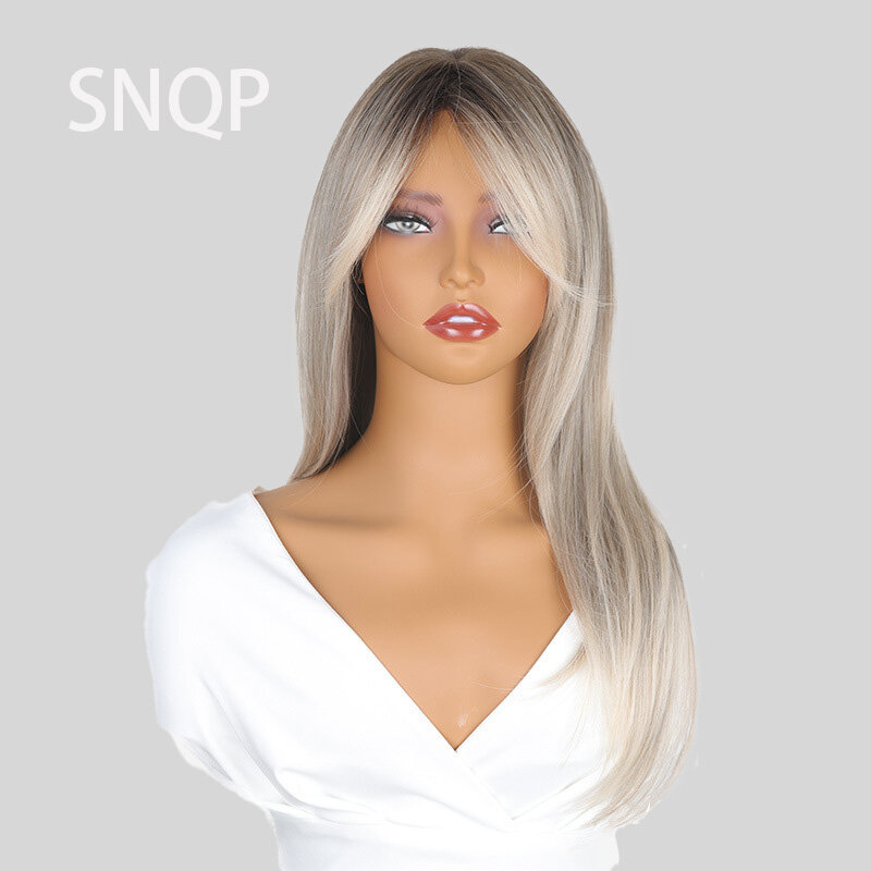 SNQP-شعر مستعار طويل مستقيم رمادي للنساء ، 26 "، ألياف درجة حرارة عالية ، مقاوم للحرارة ، يومي ، تأثيري ، حفلة ، أنيق ، جديد