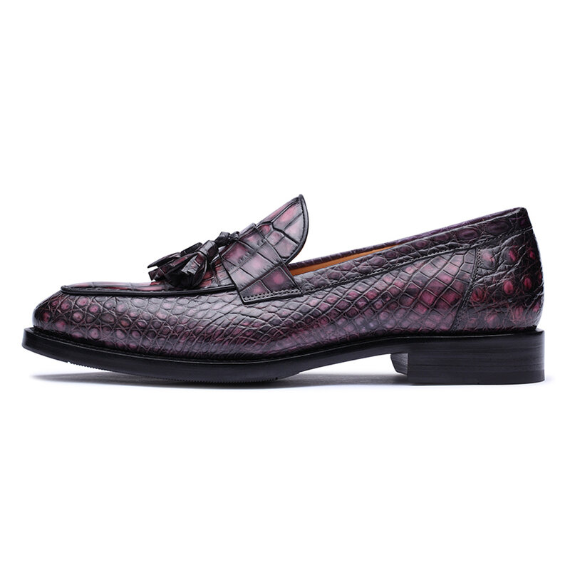 CWV-mocasines de piel de cocodrilo para hombre, zapatos informales transpirables, hechos a mano, con suela de cuero