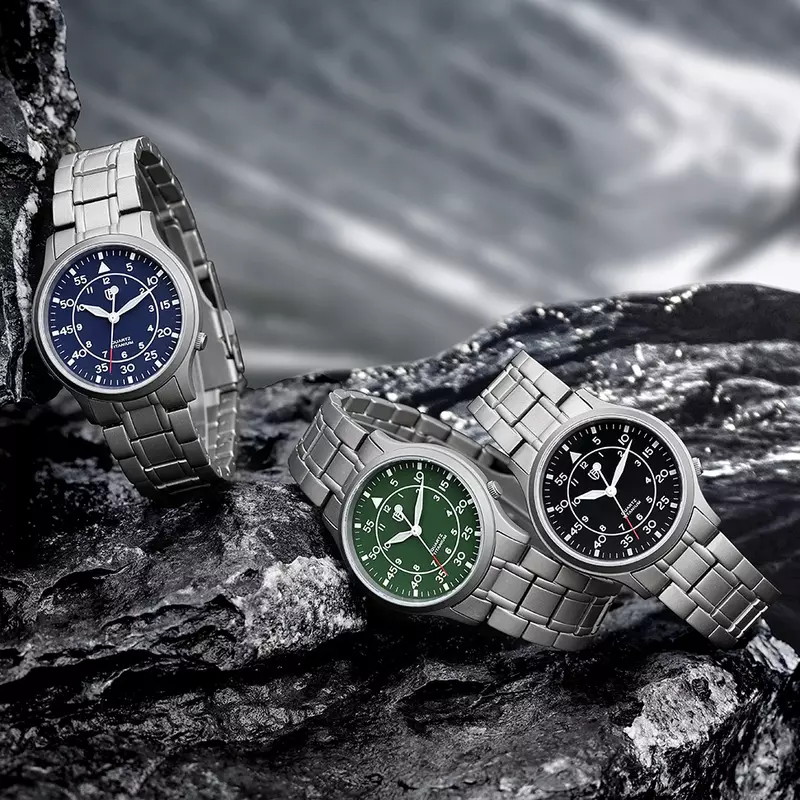 BERNY Titanium Watch for Men AR Coating Sapphire Fashion orologio da polso luminoso VH31 orologio al quarzo ultrasottile orologio 5ATM impermeabile