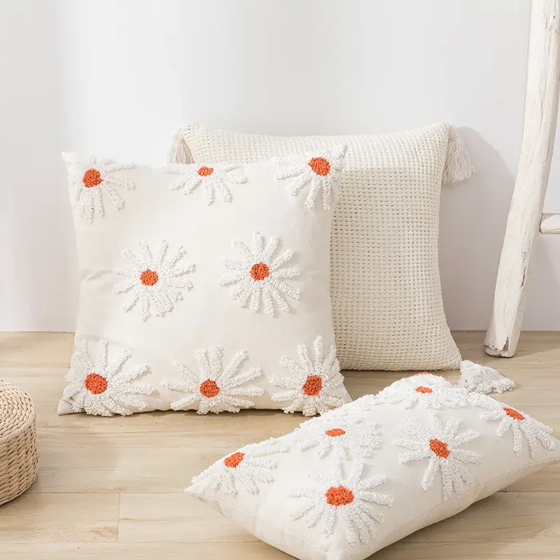 Funda de almohada con borlas copetudas, cojín de decoración suave para el hogar, sofá de sala de estar, estilo moderno de lujo ligero, 45x45cm