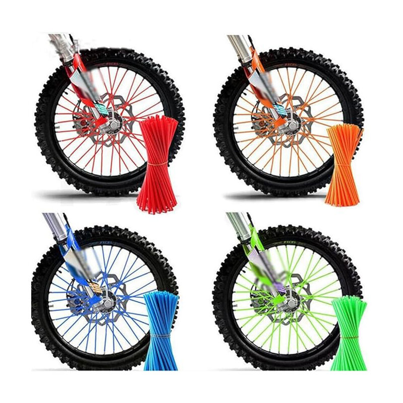 Motocicleta Wheel Spoke Protector, Bike Skin Wrap Tube, capa protetora decorativa, Dirt Bike Spokes Cover, acessórios legais, 36 pcs, 72pcs