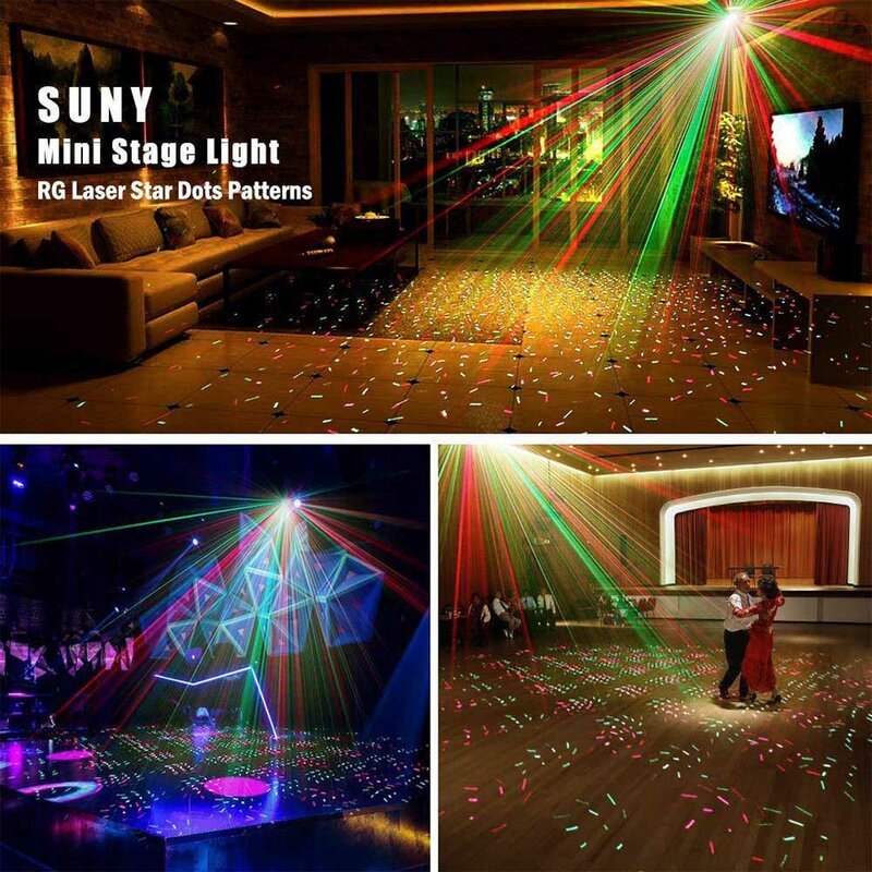 Portátil Controle Remoto LED Stage Light DJ KTV Disco Lâmpada Projetor Laser Lights Flash Para Festa de Natal Wedding Bar