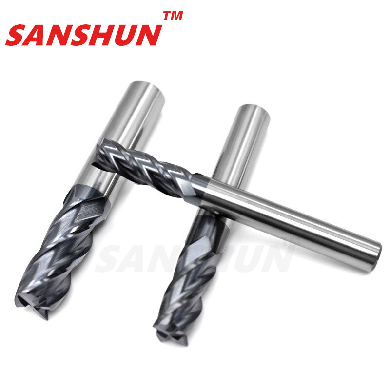 HRC55tungsten steel alloy milling cutter 4 edge end milling cutter coated straight shank flat bottomed milling cutter CNC cutter