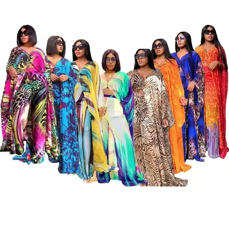 2024 African Print Dashiki Clothes Africain Boubou Femme Plus Size Women Dress Batwing Sleeve Ankara Dresses Girl Party Dress