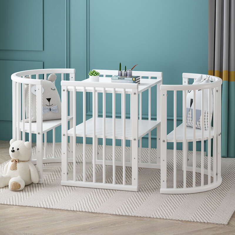 Cama de madera americana para bebé, mueble de dormitorio de lujo, moderno, bonito, blanco, multifuncional, Villa, Kinderbett