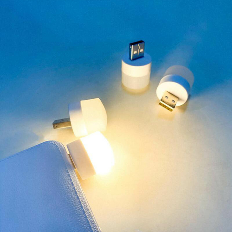 Luz de noche con enchufe USB, Mini Lámpara de lectura de libros USB, Banco de energía móvil, luz recargable, protección ocular, luz de mesita de noche