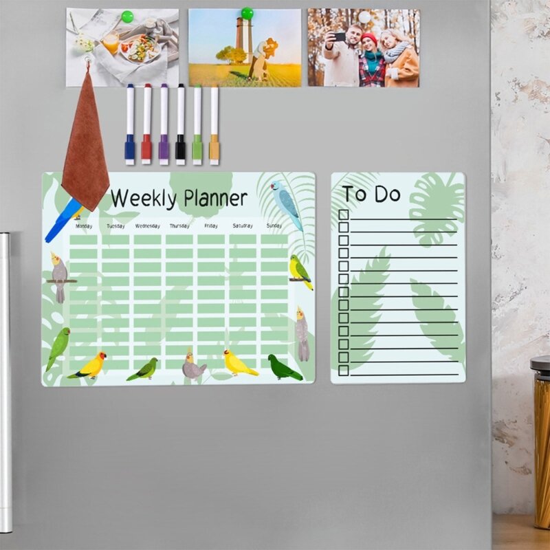 Calendário geladeira magnética, branco, planejador mensal semanal para cozinha