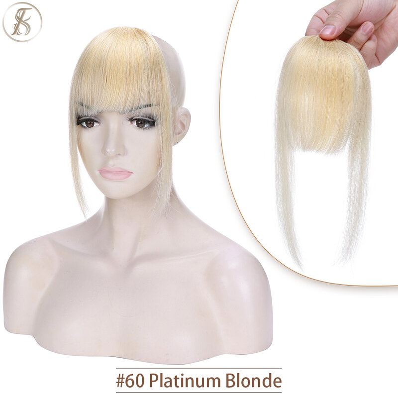 TESS-flequillo de pelo Natural para mujer, cabello humano con patillas, 9g, accesorios de postizo falso Invisible, Clip en flecos, 11 pulgadas