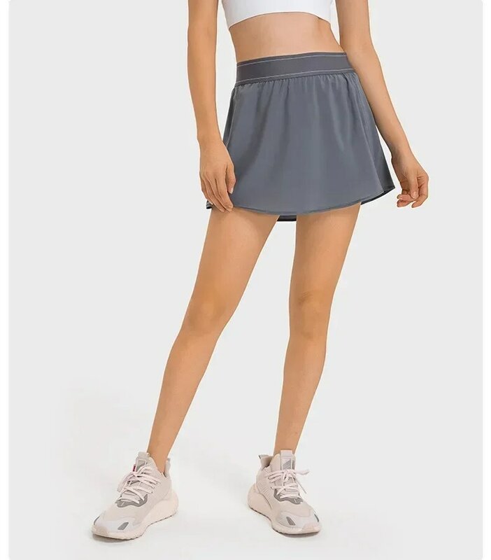 Женская влагопоглощающая и потоотталкивающая теннисная юбка, быстросохнущая двухслойная Спортивная юбка-брюки с защитой от воздействия