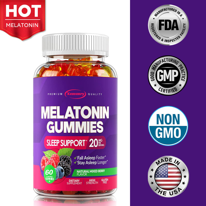 20mg Melatonin Gummies-intensitas maksimum, suplemen diet, rasa beri campuran lezat