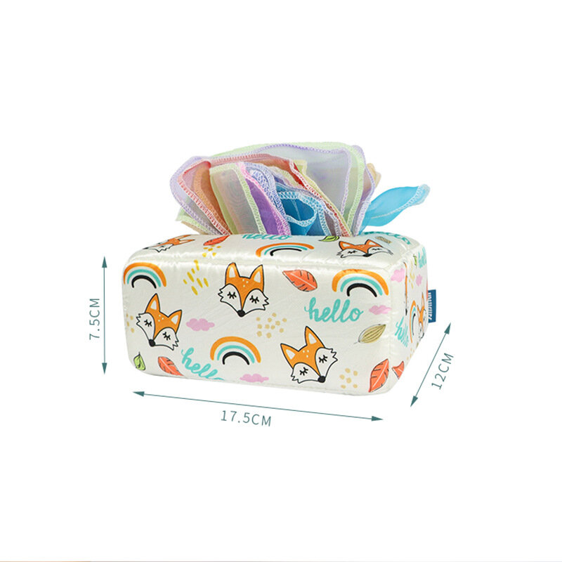 Mainan handuk kertas untuk latihan jari bayi dapat dikunyah untuk anak-anak kotak handuk kertas lembut dan aman untuk perlengkapan bayi