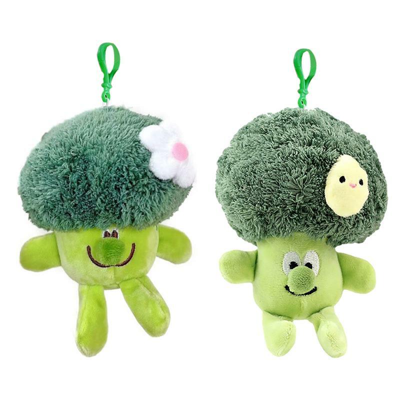 Stiker makanan boneka mewah brokoli Plushie tas mainan gantung lucu gantungan kunci liontin lucu kreatif untuk dompet tas tangan ransel