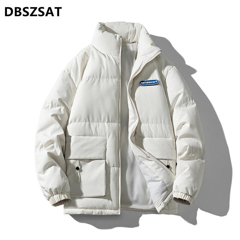 Jaket mantel bulu angsa untuk musim dingin pria, mantel Luaran parka salju tebal kerah bulu angsa putih 90% derajat
