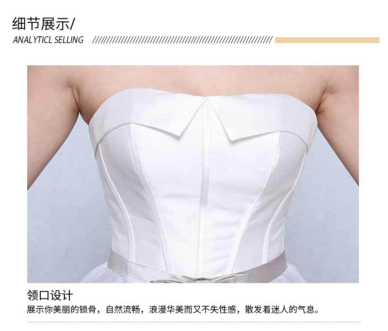 Vestido de noiva feito à mão para noivas, pétalas curtas na frente e longas pétalas nas costas, novo design