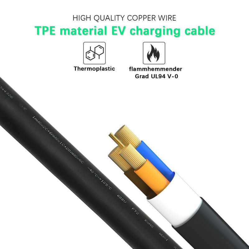 Khons j1772 ev Lade verlängerung kabel 16a 32a Ladekabel für Elektroauto Typ1 bis Typ2 Kabel 5m Buchse zu Stecker