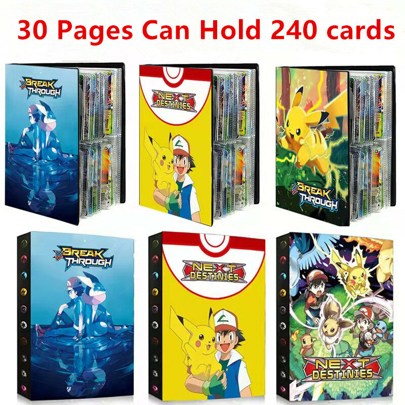 Pokemon cartões álbum livro dos desenhos animados anime novo 240 pçs cartão de jogo vmax gx ex titular coleção pasta criança brinquedo legal presente