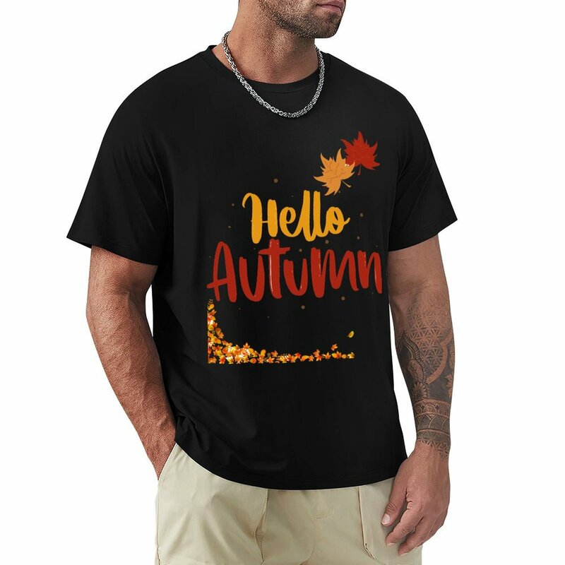 Hello T-Shirt anime pakaian musim gugur baju estetika anime pakaian hippie kaus berat untuk pria